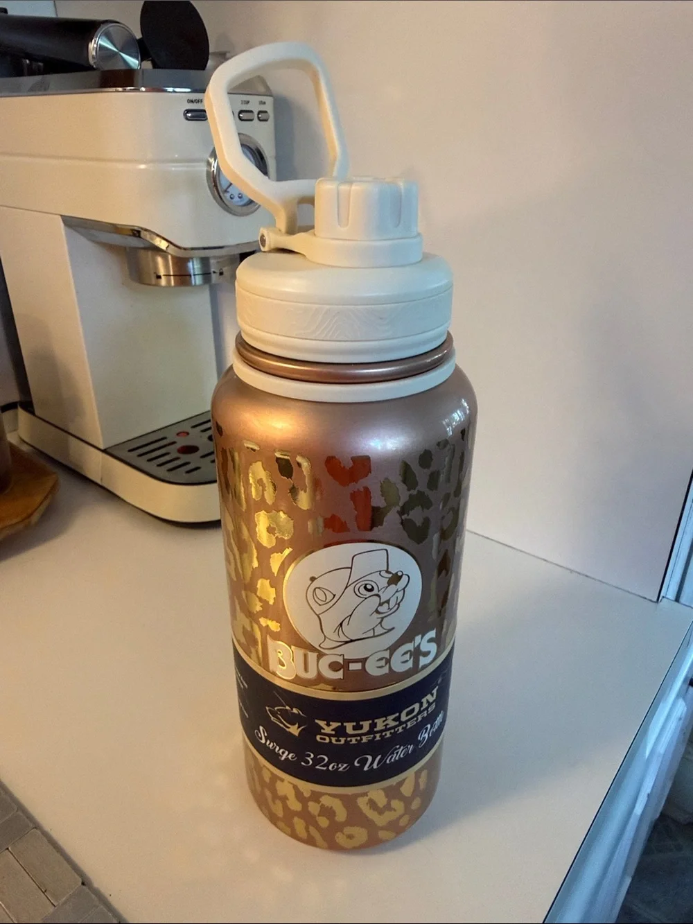 Buc-ee's Leopard Print Stainless Water Bottle - Pink - Picture 1 of 4